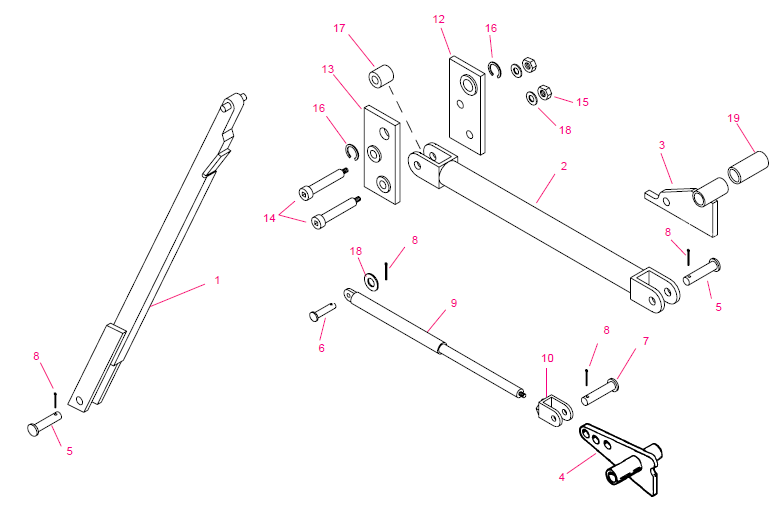 CONNECTING ROD, PUSH BAR AND LIP ASSIST ASSEMBLIES